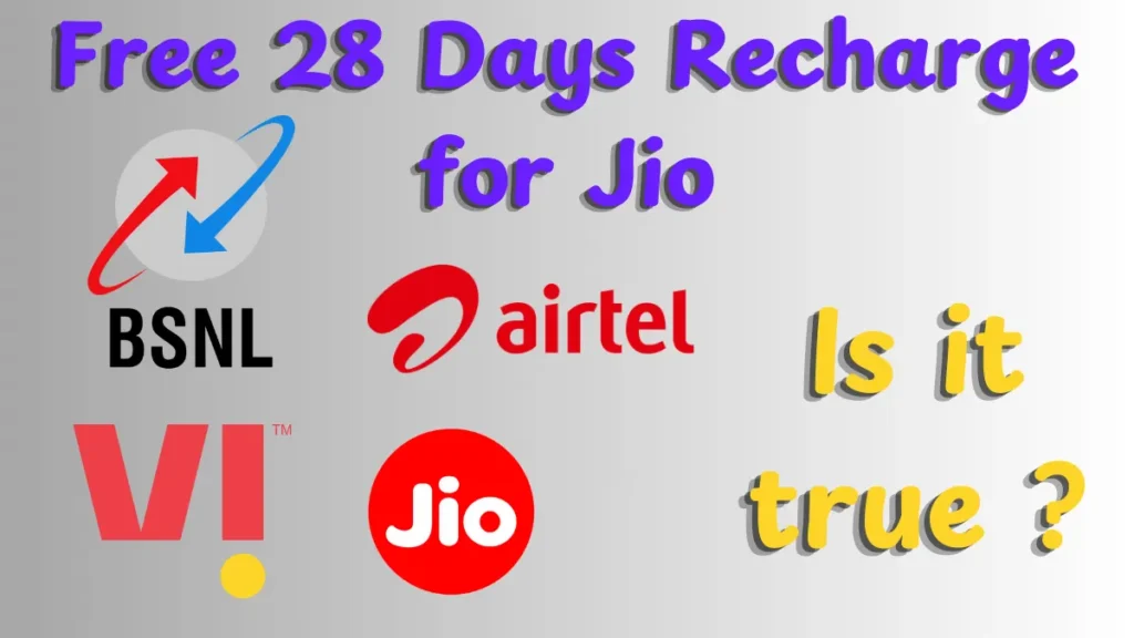 Free 28 Days Recharge for Jio